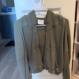 YoungLA Olive Waffle Knit Jacket